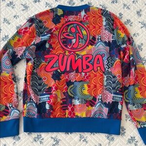 Zumba Fitness Crewneck Jacket Blue Red Energetic Design